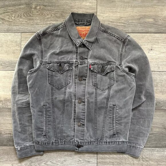 Levi's Trucker Other - Levis Trucker Jacket Mens Medium Gray Canvas Denim Button Up Faded